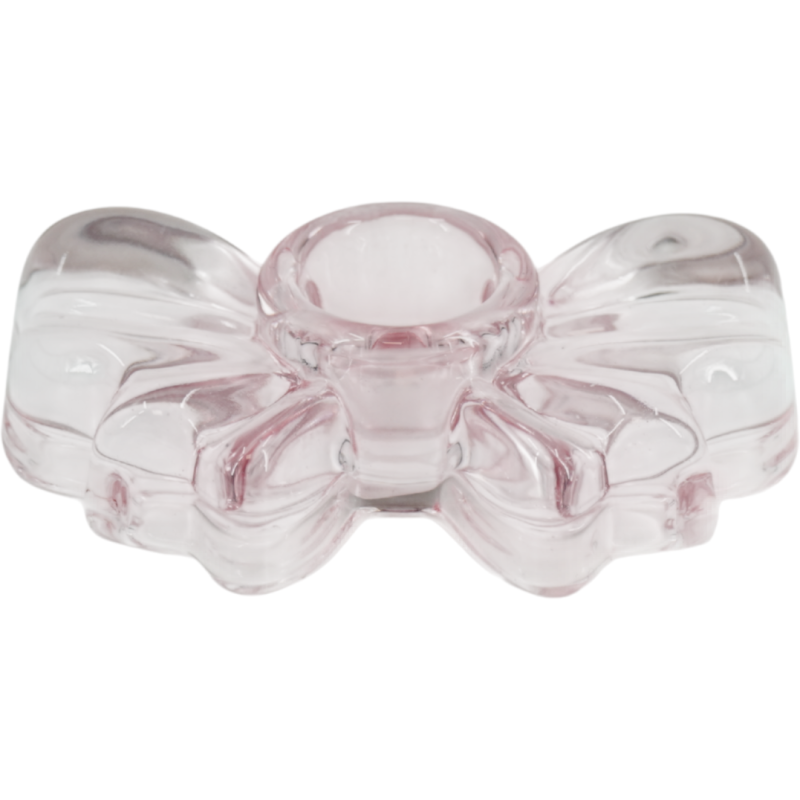 Bougeoir nœud en verre rose...