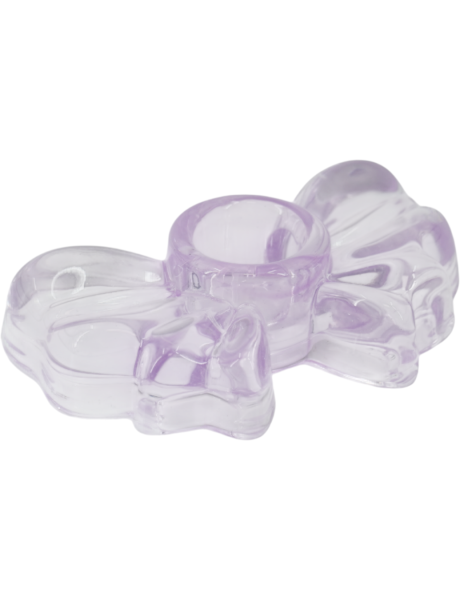 Bougeoir nœud en verre lilas 9,5x6,5x2,5 cm Bow