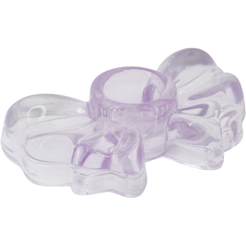 Bougeoir nœud en verre lilas...