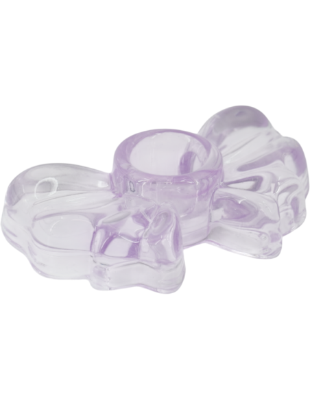 Bougeoir nœud en verre lilas 9,5x6,5x2,5 cm Bow