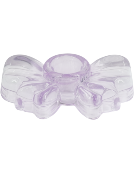 Bougeoir nœud en verre lilas 9,5x6,5x2,5 cm Bow