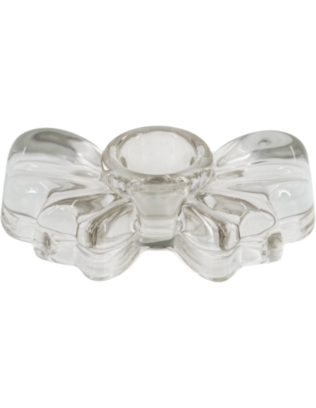 Bougeoir nœud en verre brun fumé 9,5x6,5x2,5 cm Bow