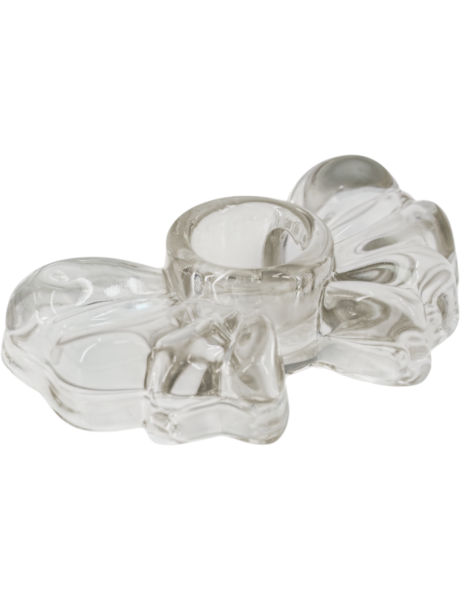 Bougeoir nœud en verre brun fumé 9,5x6,5x2,5 cm Bow