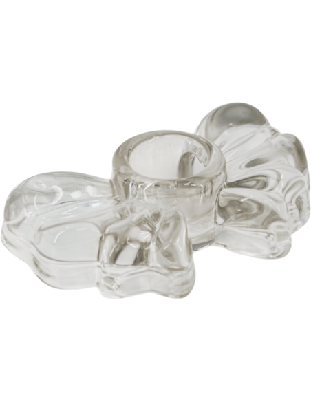 Bougeoir nœud en verre brun fumé 9,5x6,5x2,5 cm Bow