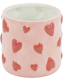 Cache-pot cœur en dolomite rose et rouge 15,5x15,5x16 cm Hearts