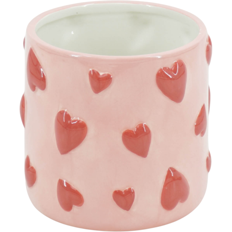 Cache-pot cœur en dolomite rose et...
