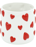 Cache-pot cœurs en dolomite blanc et rouge 15,5x15,5x16 cm Hearts