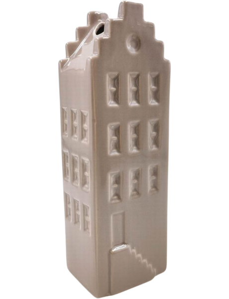 Vase maison en céramique taupe 7,5x6x23 cm House