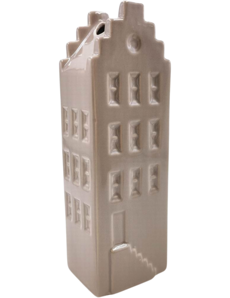 Vase maison en céramique taupe 7,5x6x23 cm House