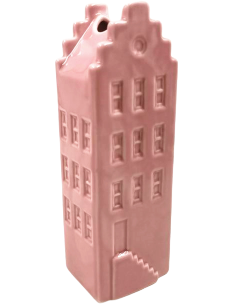 Vase maison en céramique rose clair 7,5x6x23 cm House