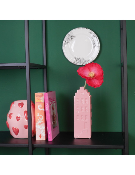 Vase maison en céramique rose clair 7,5x6x23 cm House