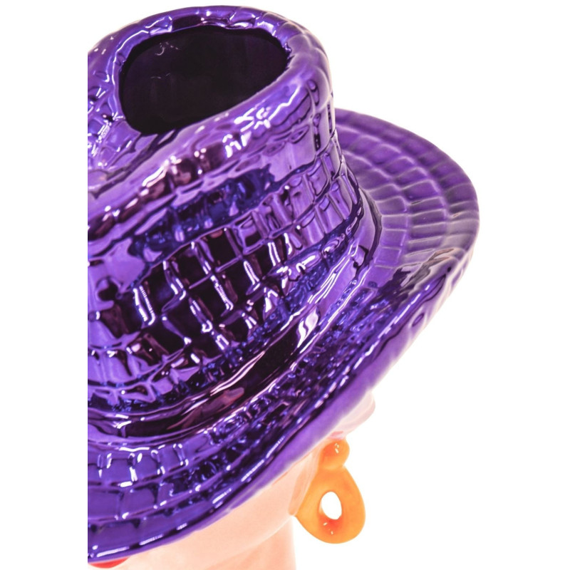 Vase tête femme chapeau cowboy en...