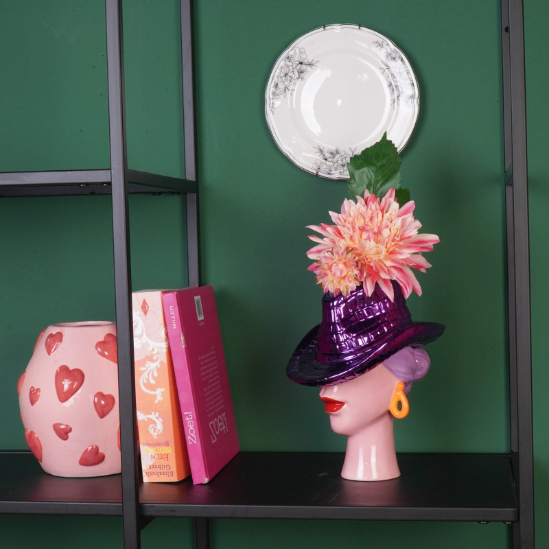 Vase tête femme chapeau cowboy en...