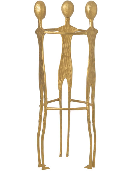 Sculpture décorative trois personnages en aluminium doré 57x57x150 cm Triade