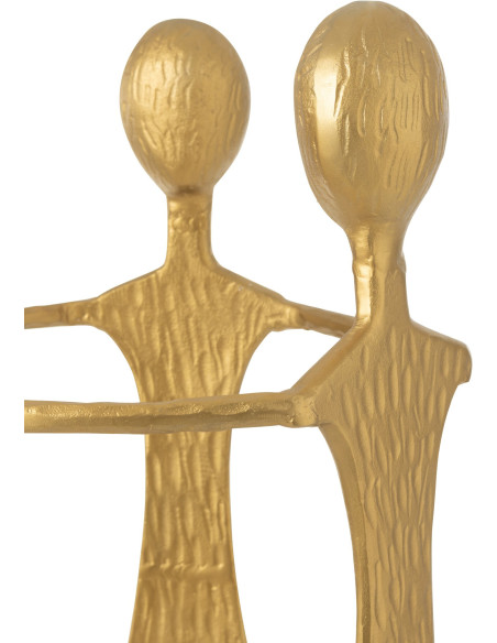 Sculpture décorative trois personnages en aluminium doré 57x57x150 cm Triade