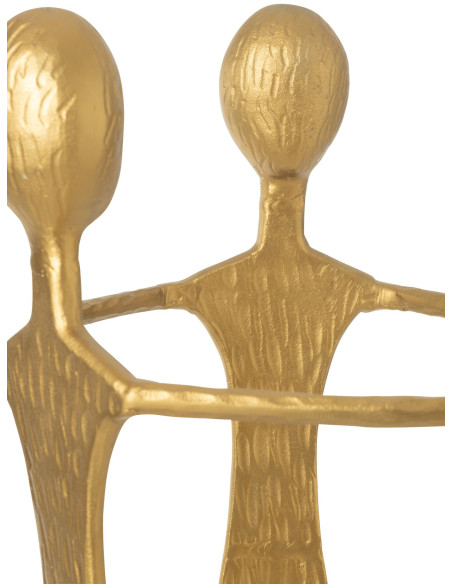 Sculpture décorative trois personnages en aluminium doré 57x57x150 cm Triade