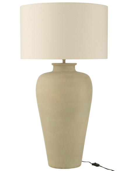 Lampe à poser en métal beige et abat-jour tissu blanc 38x38x69 cm Lunora
