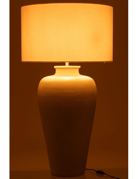 Lampe à poser en métal beige et abat-jour tissu blanc 38x38x69 cm Lunora
