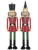 Lot de 2 casse-noisette décoratifs en métal rouge vert noir doré 8,5x9x34 cm Parade Royale