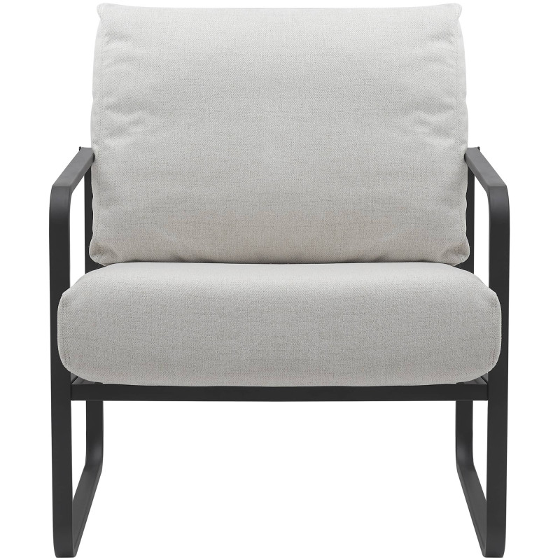 Fauteuil lounge en tissu crème et...