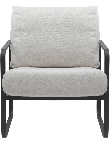Fauteuil lounge en tissu crème et métal noir 70x74x82 cm Calvia