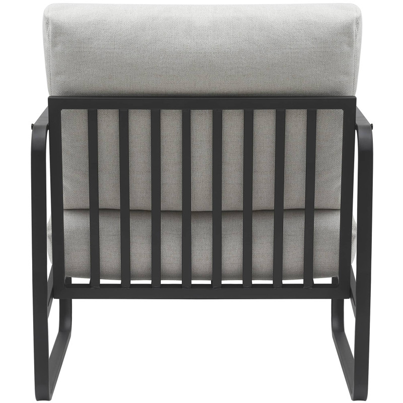 Fauteuil lounge en tissu crème et...