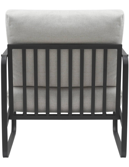 Fauteuil lounge en tissu crème et métal noir 70x74x82 cm Calvia