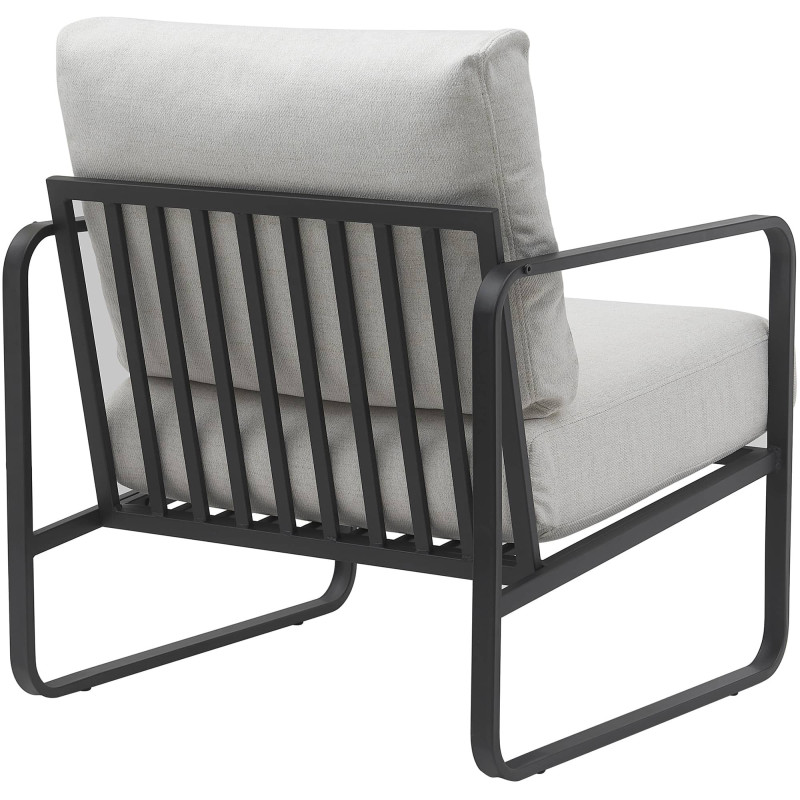 Fauteuil lounge en tissu crème et...