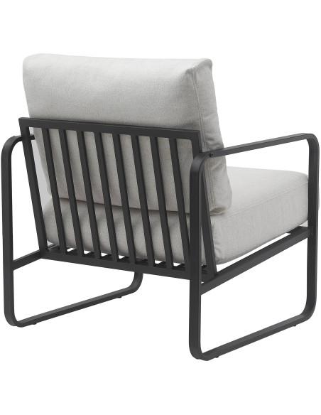 Fauteuil lounge en tissu crème et métal noir 70x74x82 cm Calvia