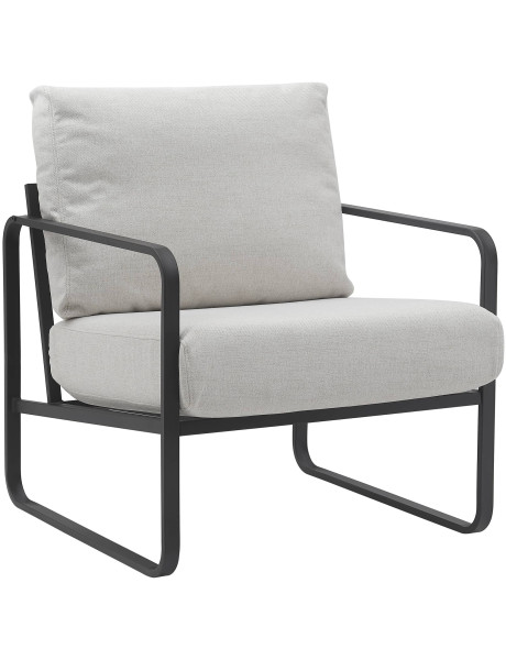 Fauteuil lounge en tissu crème et métal noir 70x74x82 cm...