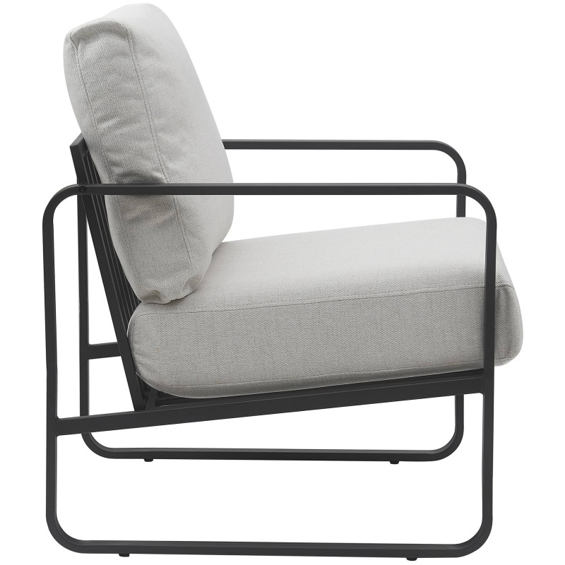 Fauteuil lounge en tissu crème et...