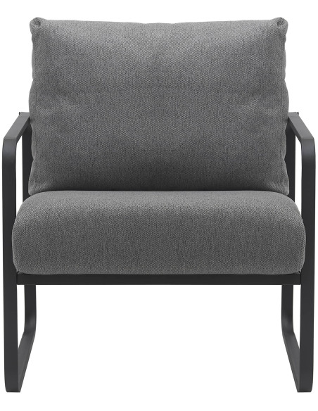 Fauteuil lounge en tissu gris foncé et métal noir 70x74x82 cm Calvia