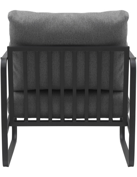 Fauteuil lounge en tissu gris foncé et métal noir 70x74x82 cm Calvia