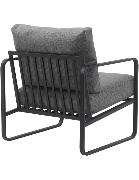 Fauteuil lounge en tissu gris foncé et métal noir 70x74x82 cm Calvia