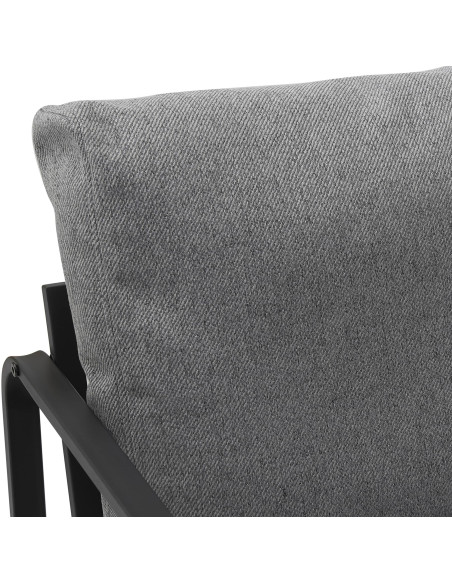 Fauteuil lounge en tissu gris foncé et métal noir 70x74x82 cm Calvia