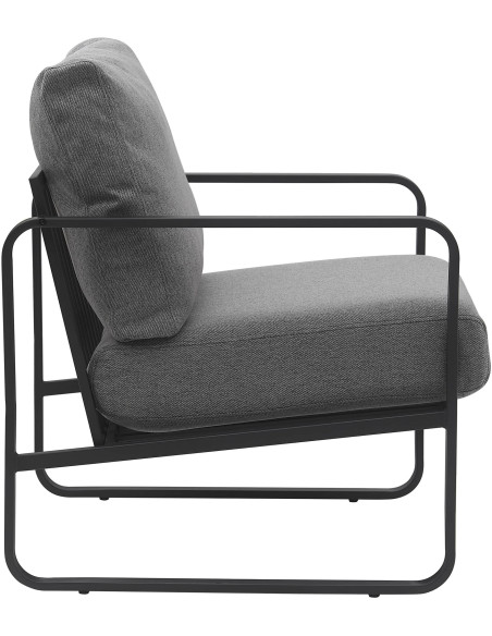 Fauteuil lounge en tissu gris foncé et métal noir 70x74x82 cm Calvia