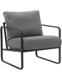 Fauteuil lounge en tissu gris foncé et métal noir 70x74x82 cm Calvia