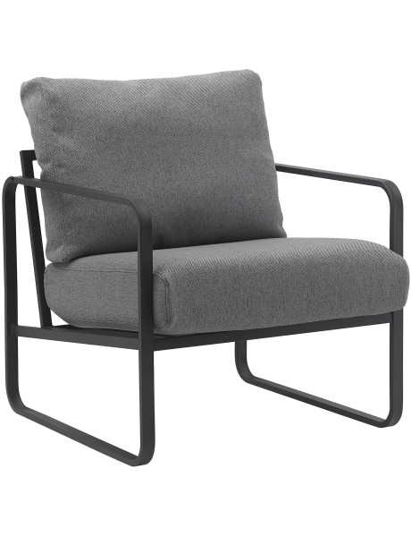 Fauteuil lounge en tissu gris foncé et métal noir...