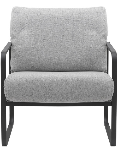 Fauteuil lounge Calvia en tissu gris clair et métal noir 70x74x82 cm