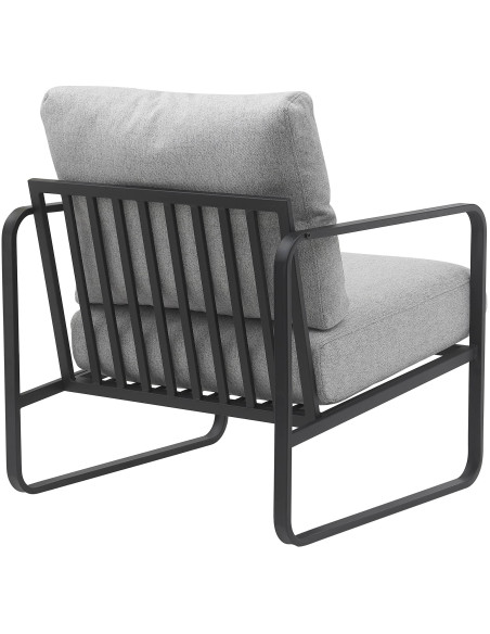 Fauteuil lounge Calvia en tissu gris clair et métal noir 70x74x82 cm