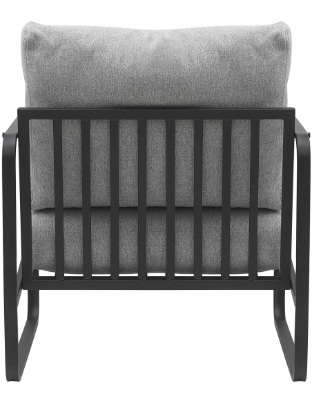 Fauteuil lounge Calvia en tissu gris clair et métal noir 70x74x82 cm