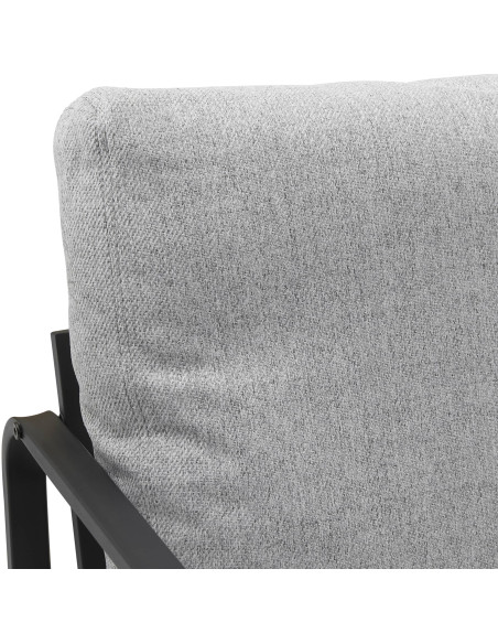 Fauteuil lounge Calvia en tissu gris clair et métal noir 70x74x82 cm