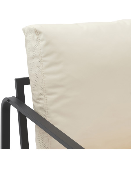Fauteuil lounge Calvia en polyuréthane crème et métal noir 70x74x82 cm