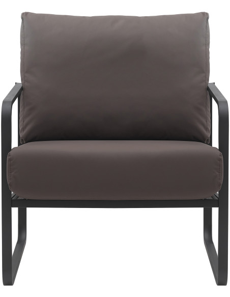 Fauteuil lounge en polyuréthane marron foncé et métal noir 70x74x82 cm Calvia