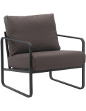 Fauteuil lounge en polyuréthane marron foncé et métal noir 70x74x82 cm Calvia