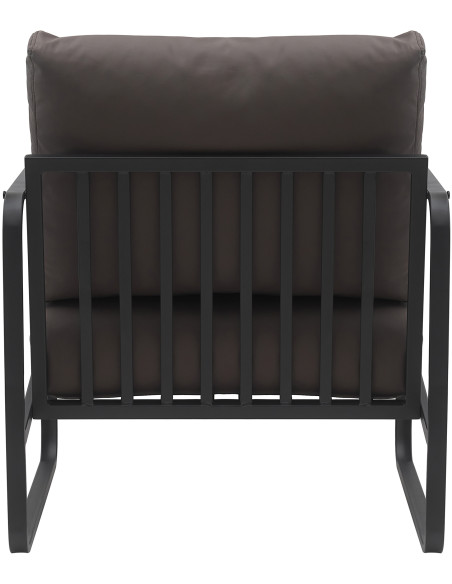 Fauteuil lounge en polyuréthane marron foncé et métal noir 70x74x82 cm Calvia