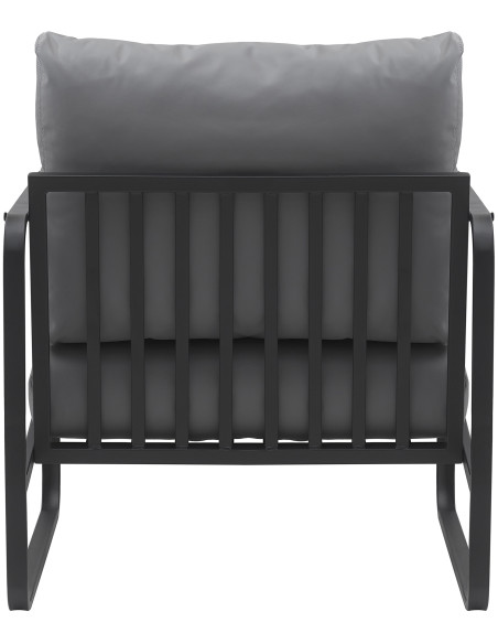 Fauteuil lounge en polyuréthane gris et métal noir 70x74x82 cm Calvia