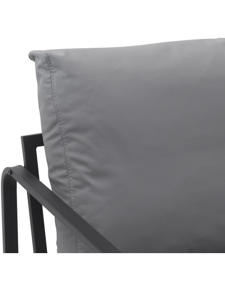 Fauteuil lounge en polyuréthane gris et métal noir 70x74x82 cm Calvia