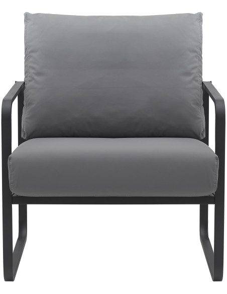 Fauteuil lounge en polyuréthane gris et métal noir 70x74x82 cm Calvia