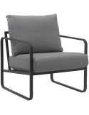Fauteuil lounge en polyuréthane gris et métal noir 70x74x82 cm Calvia
